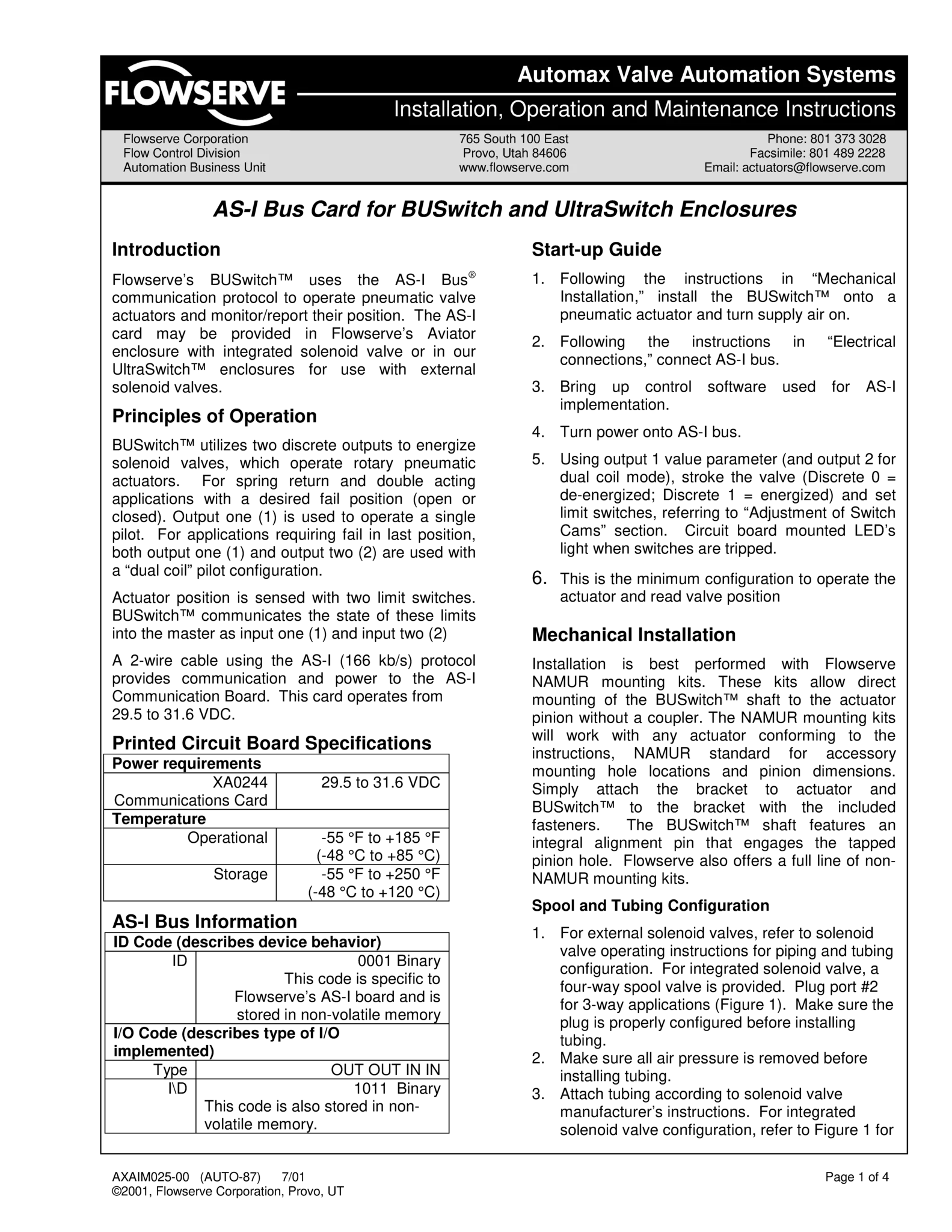 Automax AS-I BUSwitch总线卡使用说明（IOM）