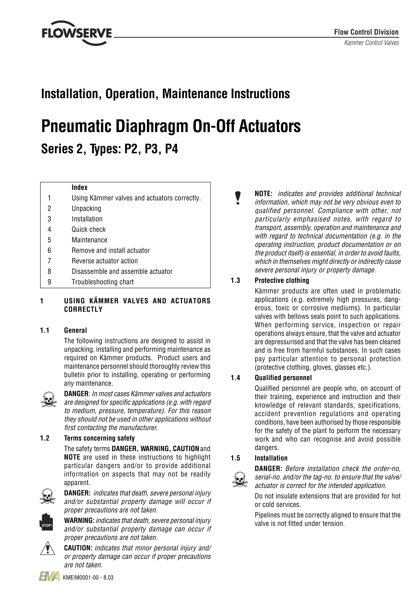 Kämmer气动执行器2系列P2、P3型使用说明（IOM）4