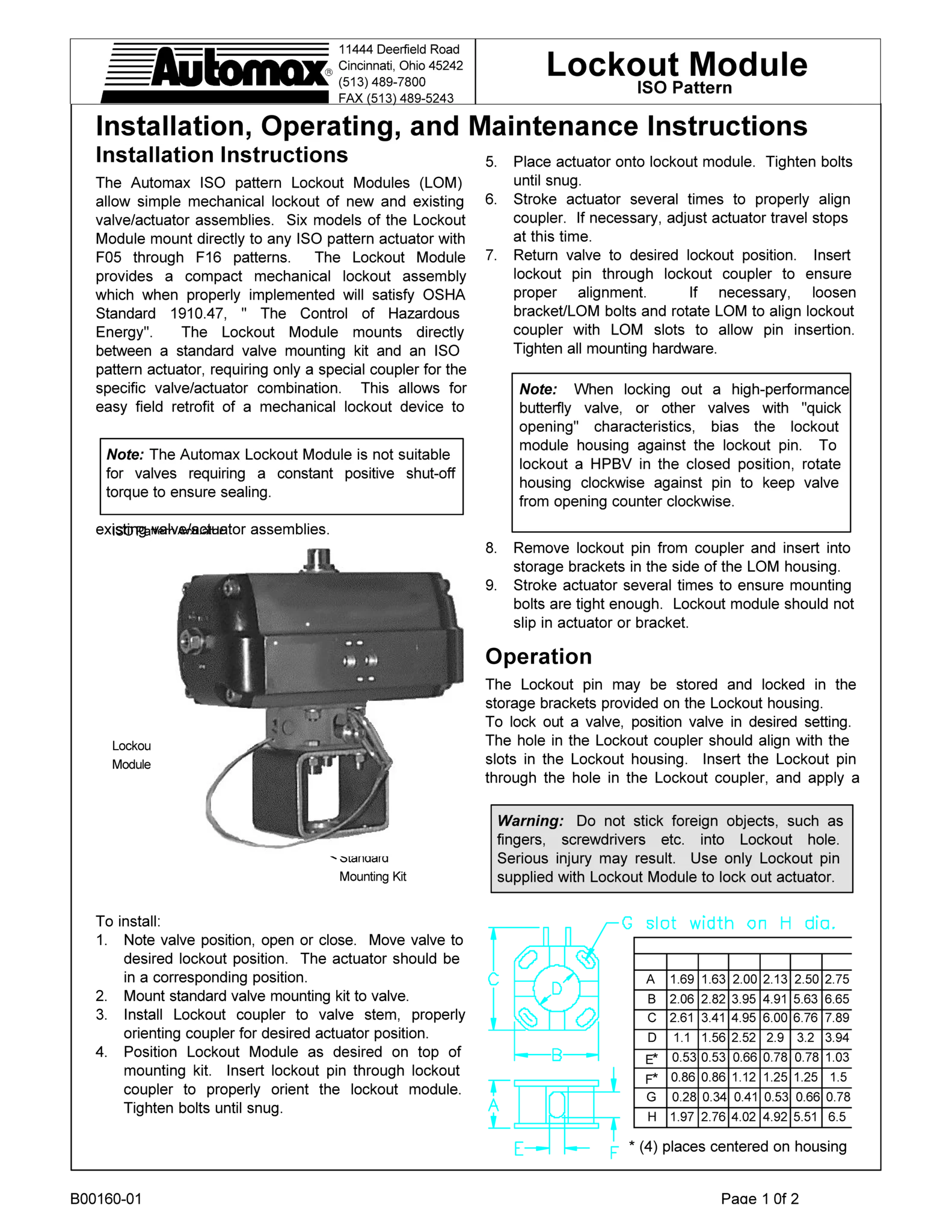 Automax ISO模式锁定模块使用说明（IOM）