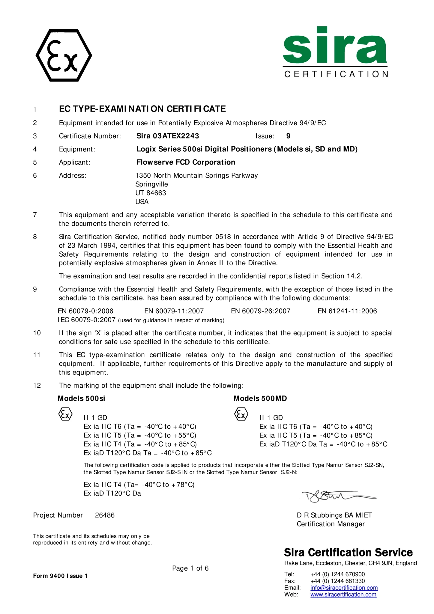 Logix 505si ATEX本质安全证书