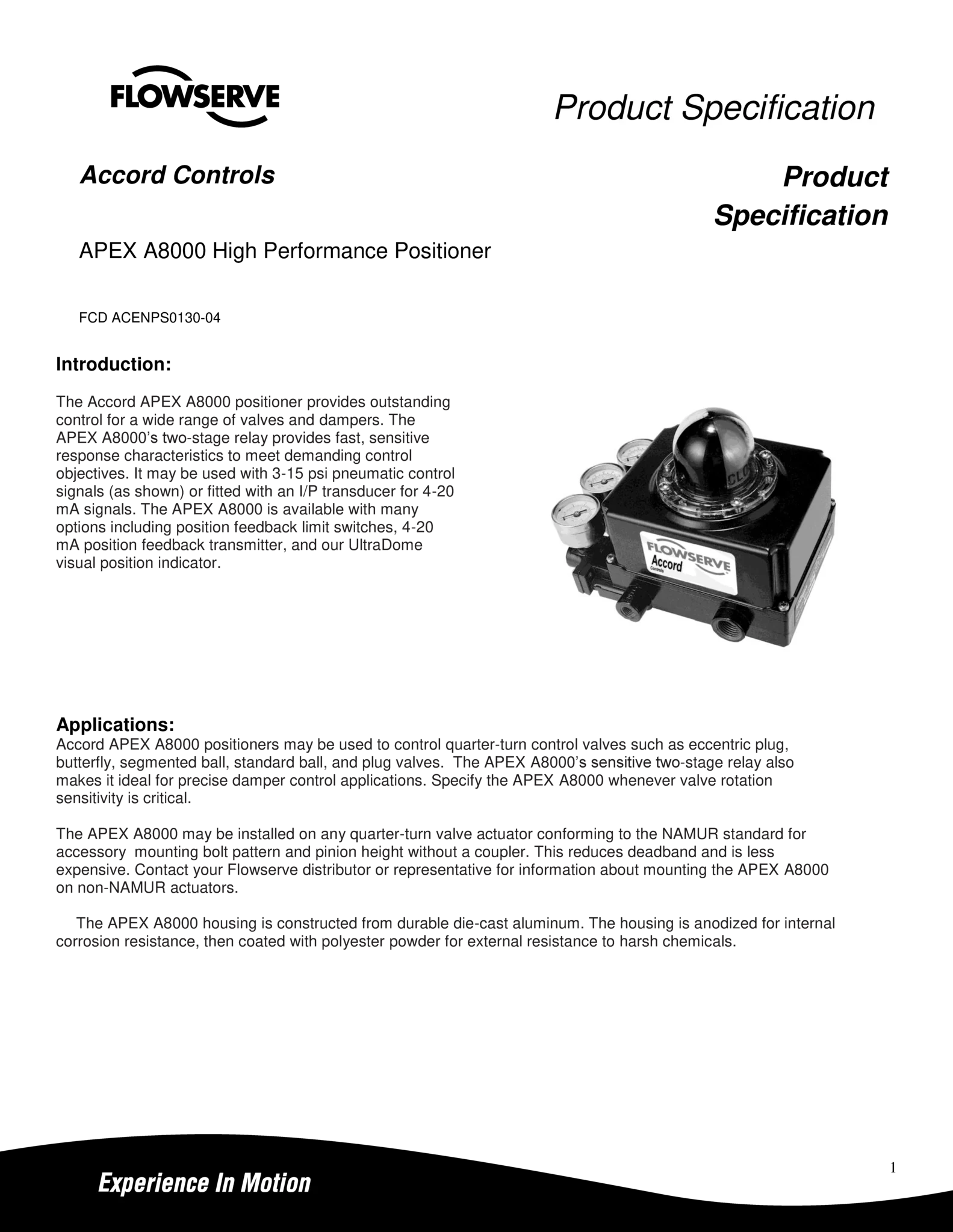 Accord APEX A8000高性能定位器产品规格表