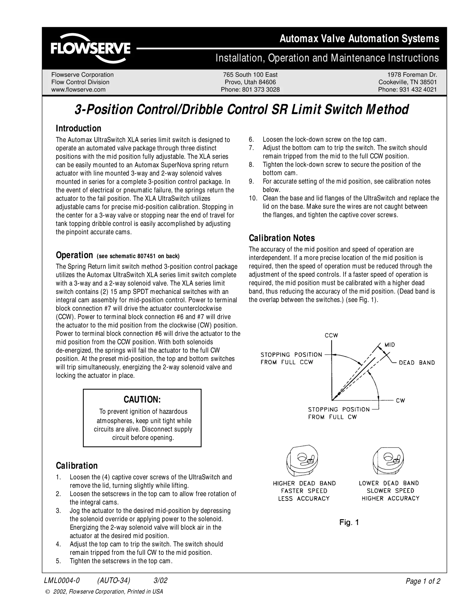 Automax 3位置控制/滴漏控制SR使用说明