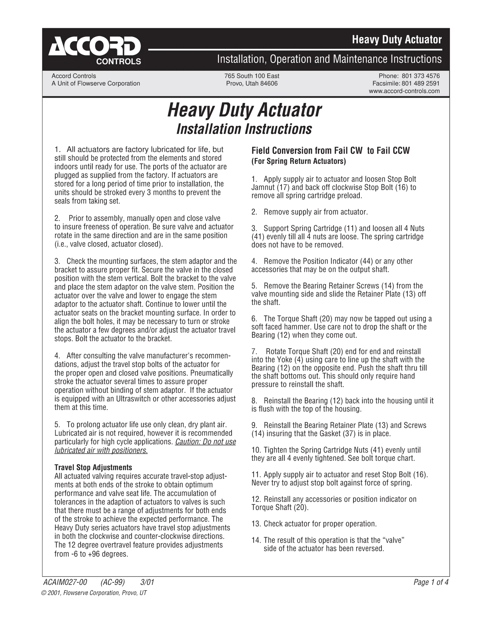 Accord 重型气动执行器使用说明（IOM）