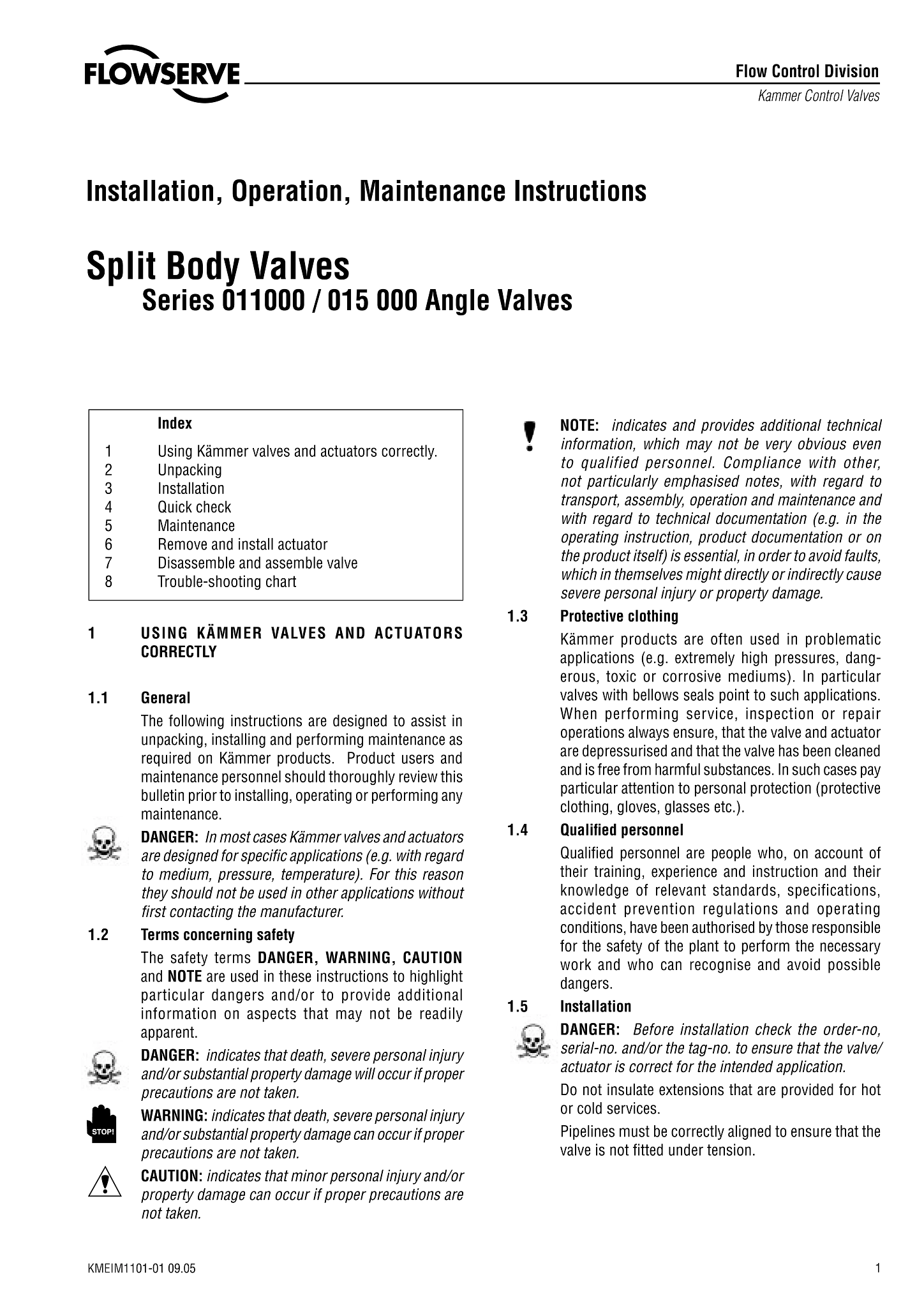 Kämmer HPFlow 011000/ 015000系列高压分体阀 - 使用说明书（IOM）
