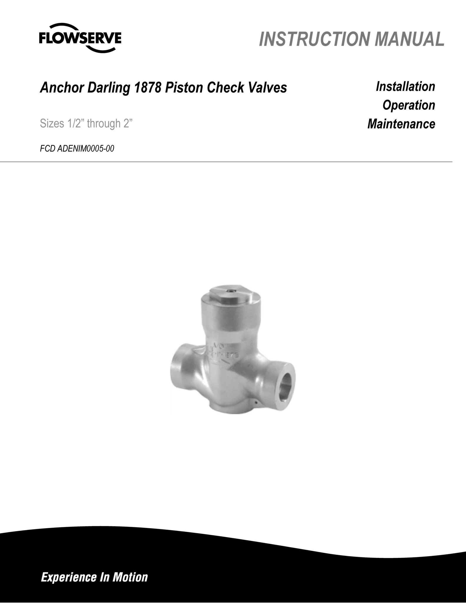 Anchor/Darling 1878活塞式止回阀使用说明书(IOM)