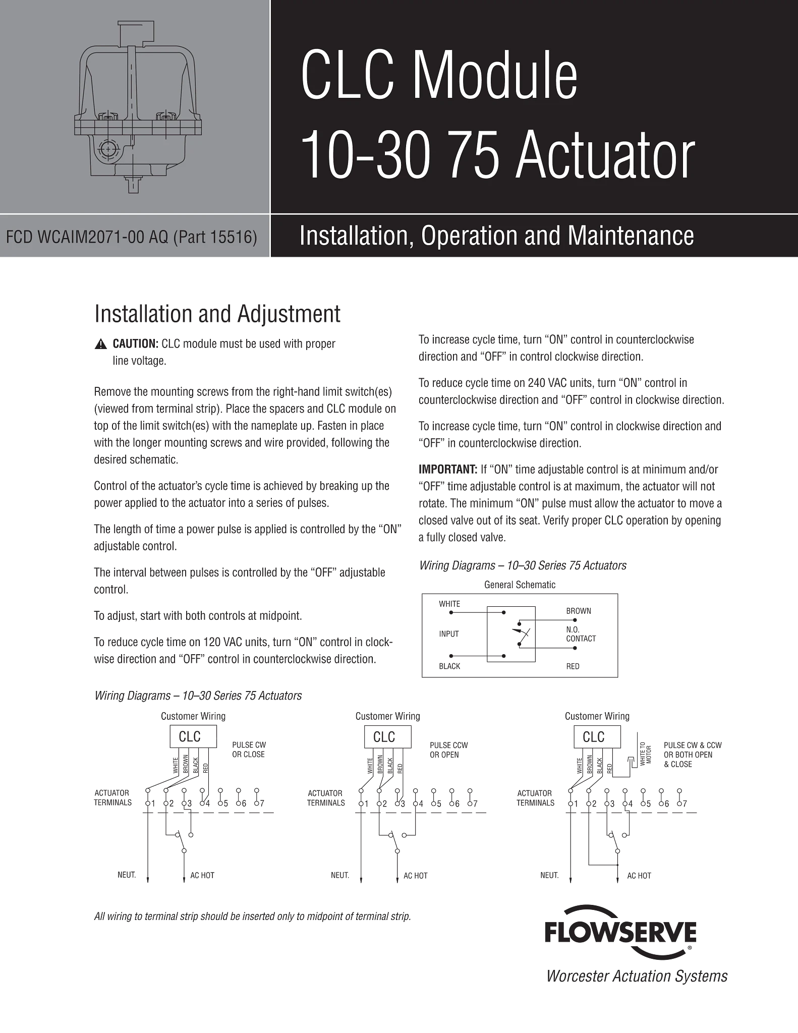 Worcester Controls CLC模块10-30 75系列执行器使用说明 (IOM)
