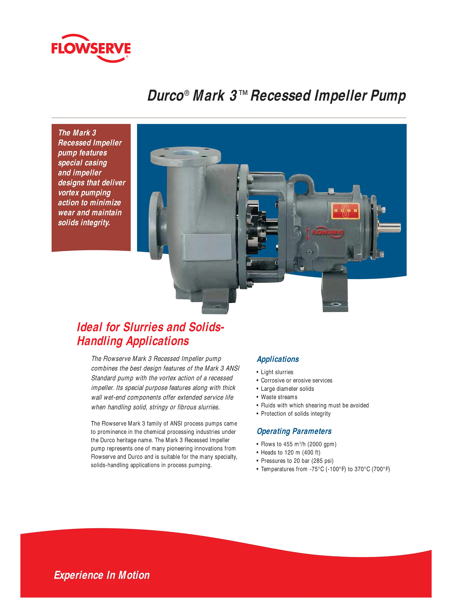 Durco Mark 3嵌入式叶轮泵 - 宣传单