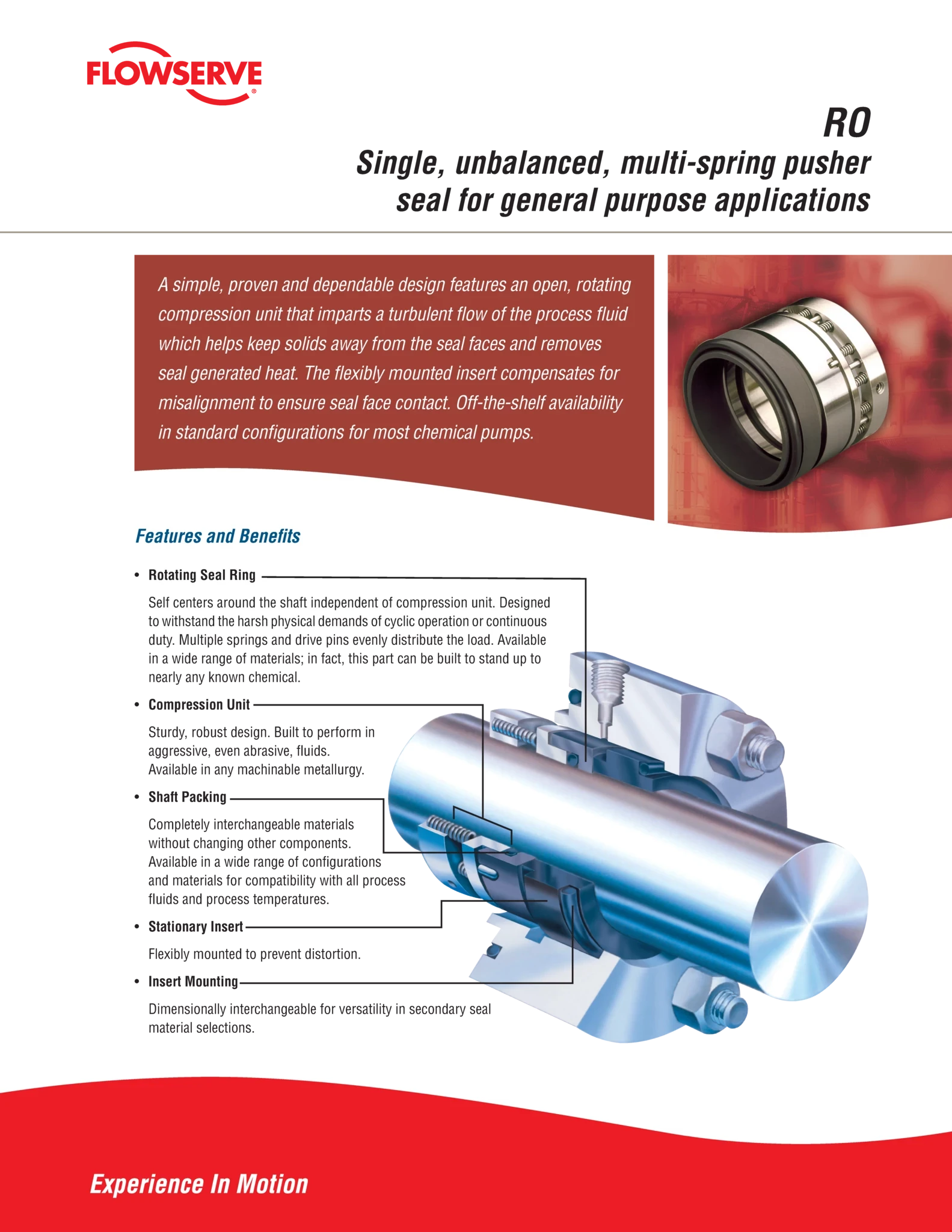 用于通用应用的RO单一、不平衡、多弹簧推进型密封单页