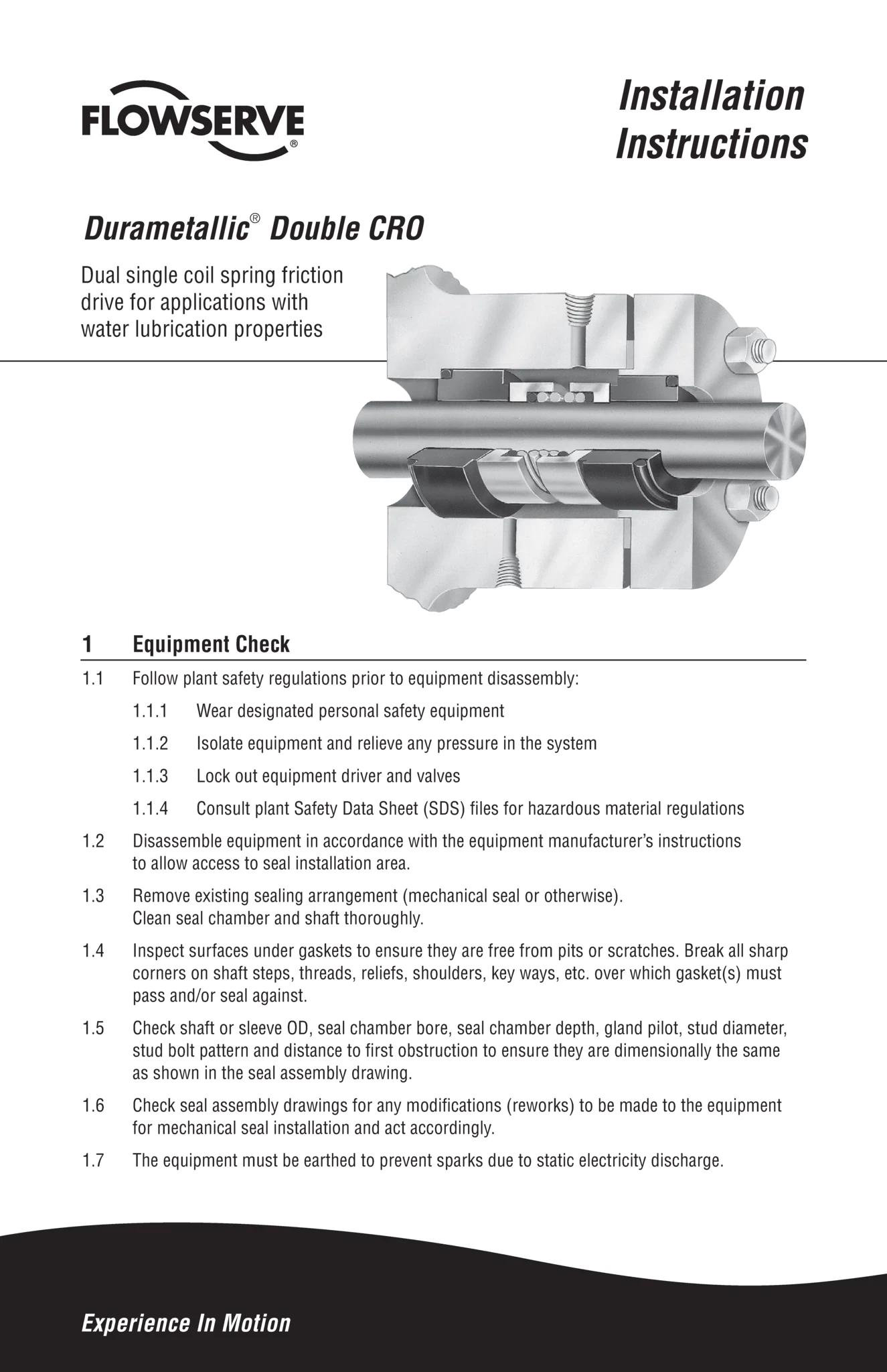Durametallic® 双重CRO安装说明