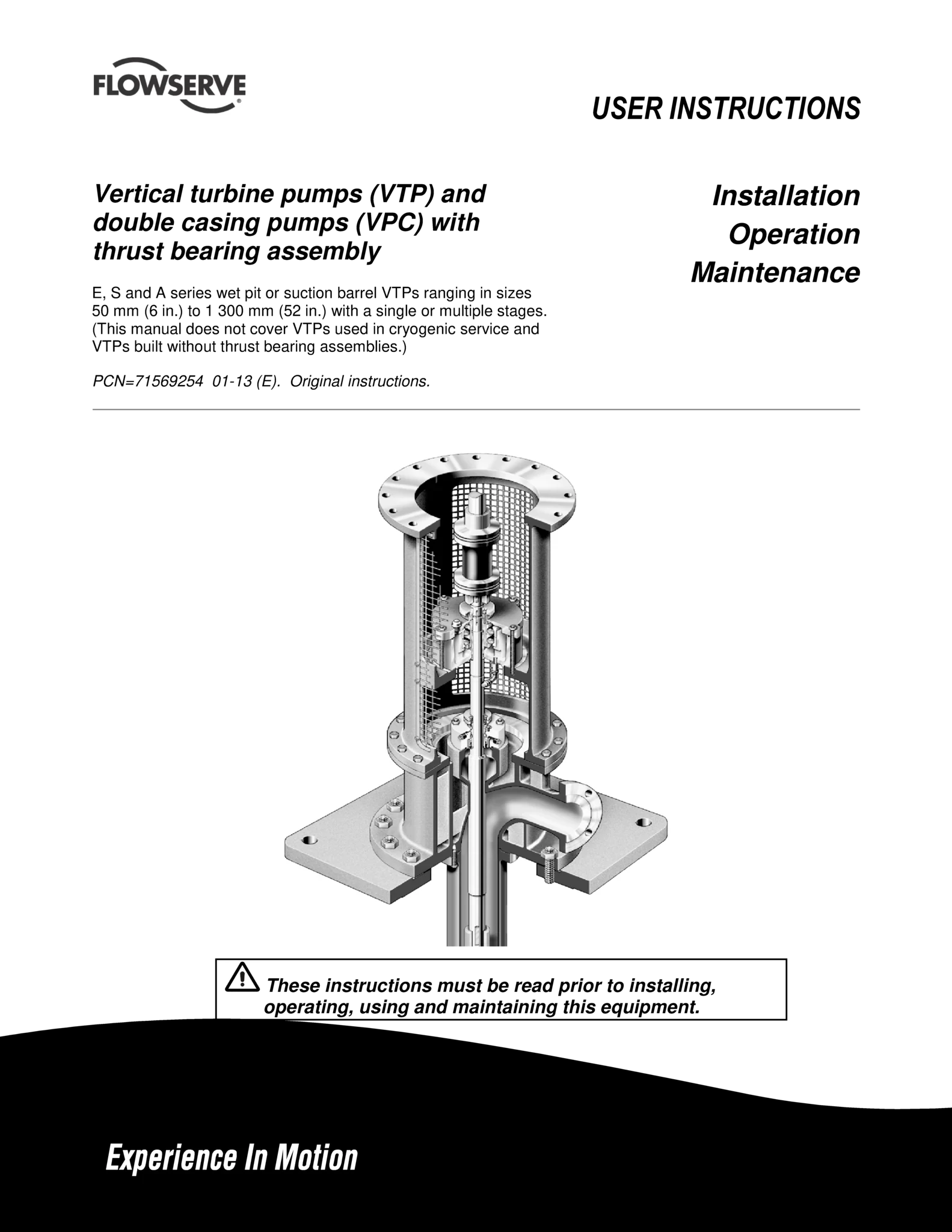 VTP和VPC立式涡轮泵（带推力轴承总成）—使用说明书