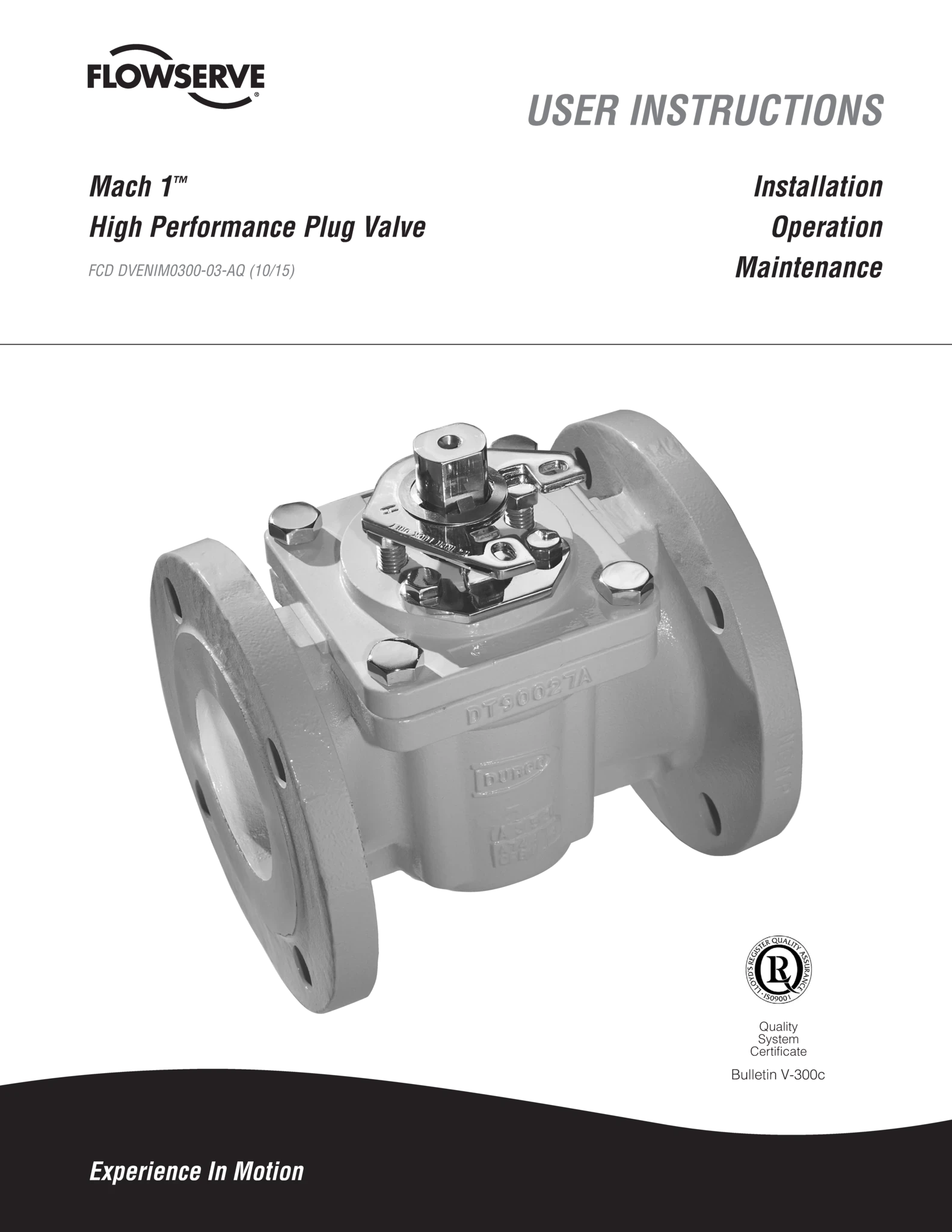 Durco Mach 1 Sleeveline旋塞阀使用说明书（IOM）