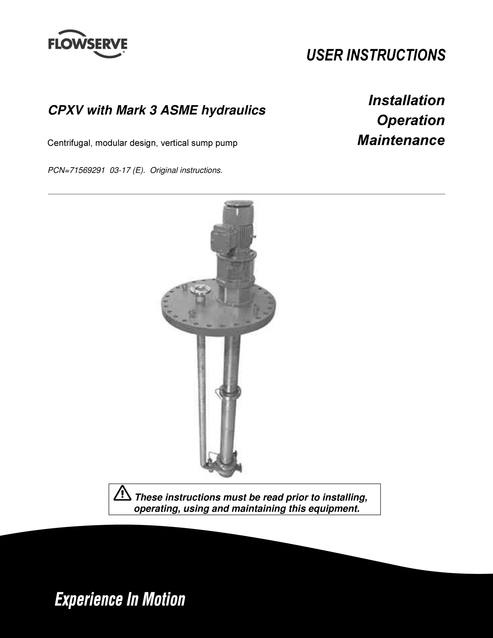 配有Mark 3 ASME的CPXV液压系统使用说明