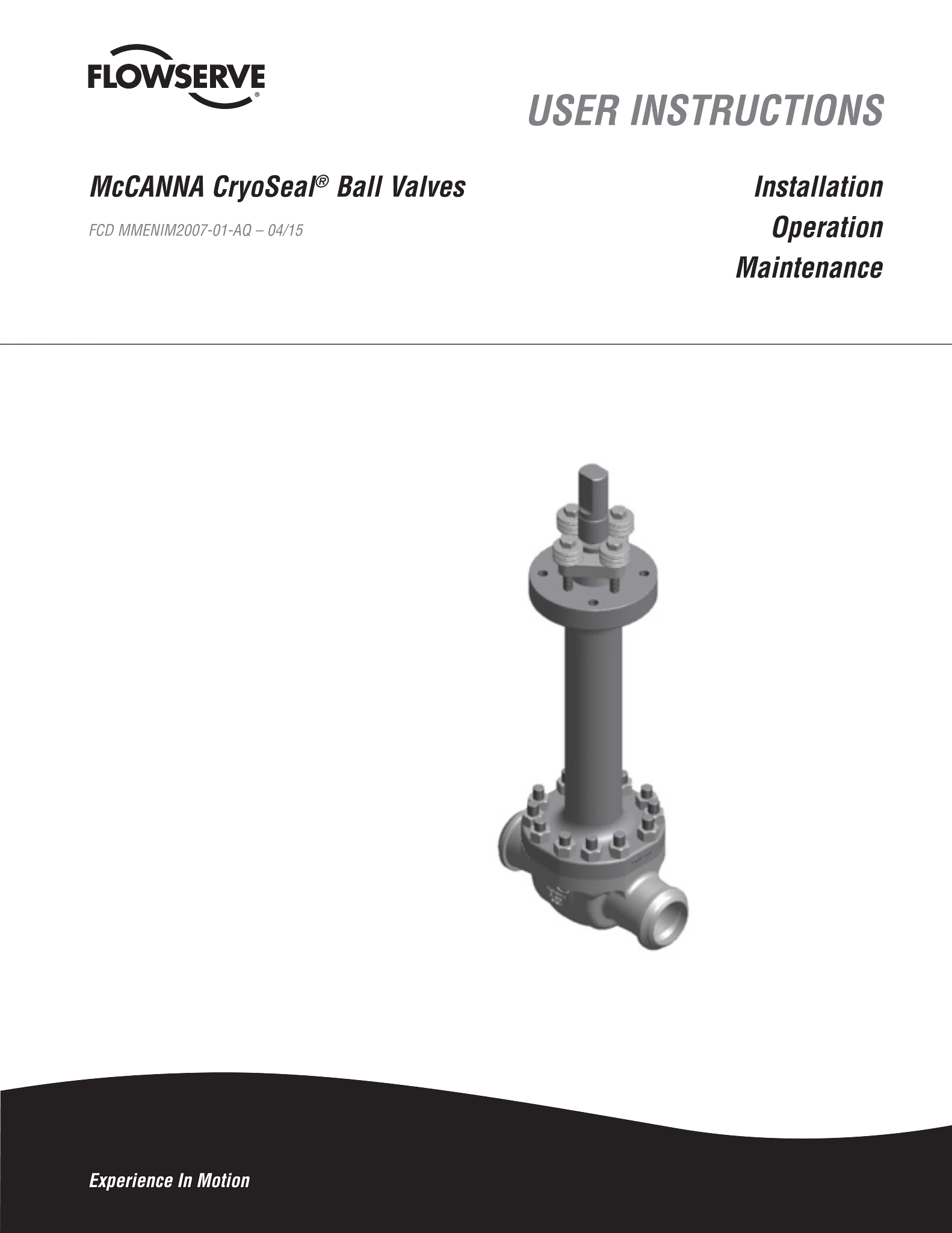 McCANNA CryoSeal球阀使用说明书（IOM）