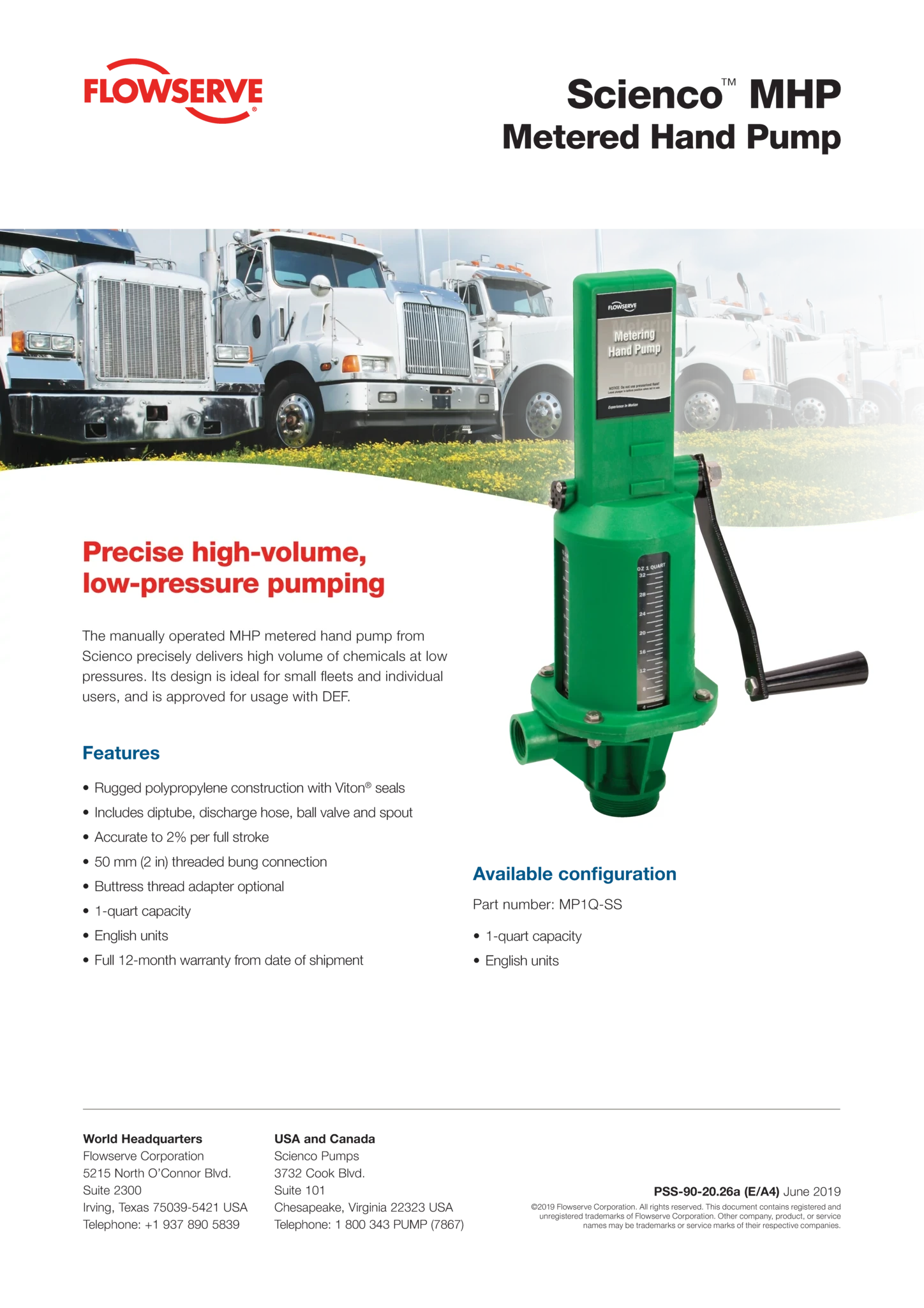 Scienco™ MHP 手动计量泵 - 宣传单