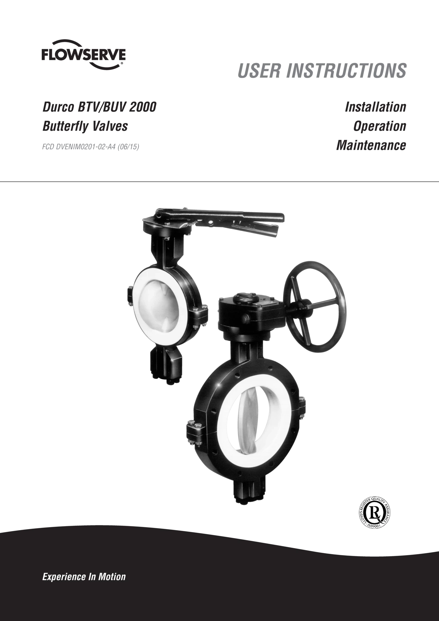 Durco BTV / BUV 2000内衬蝶阀用户说明(IOM)