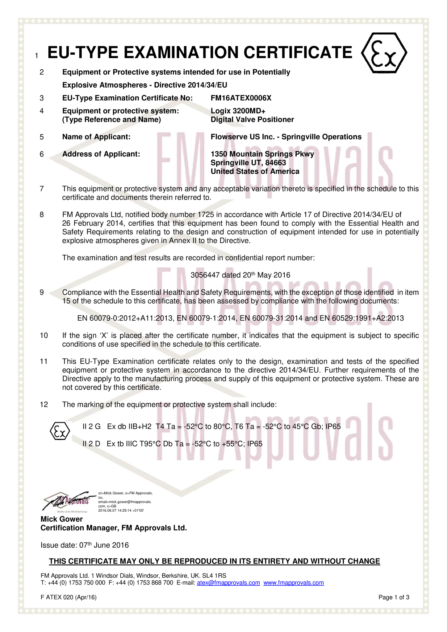 Logix 3200MD+ 定位器 - ATEX防爆证书