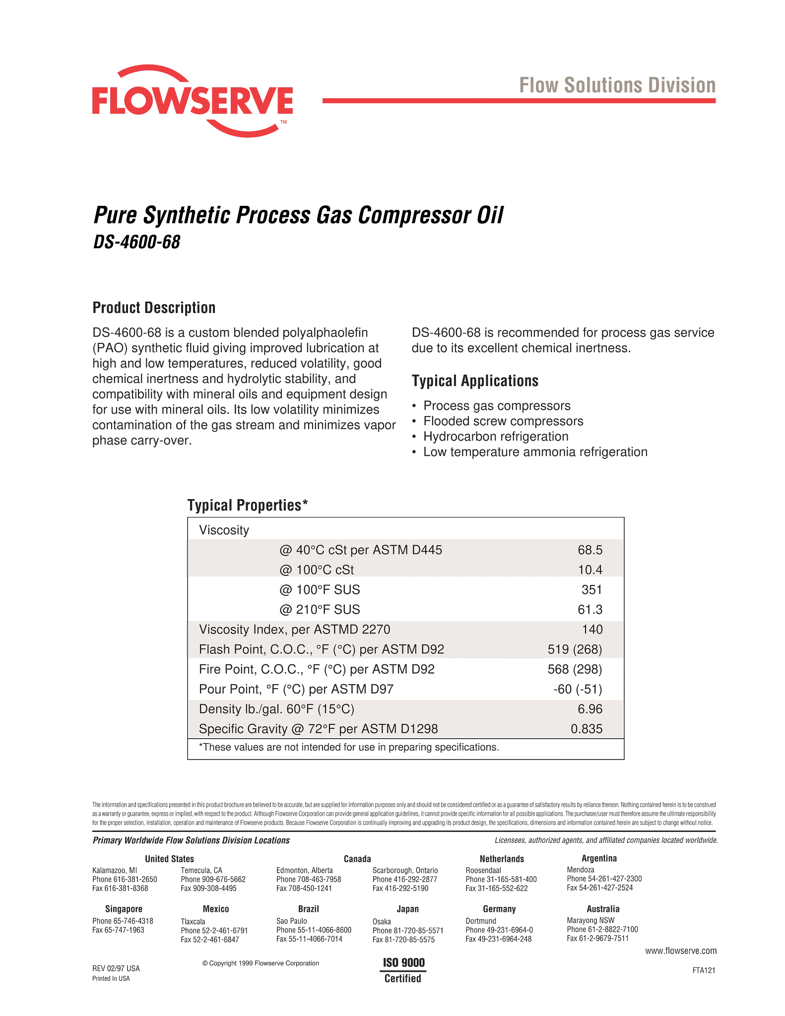DS-4600-68 纯合成工艺气体压缩机油单页