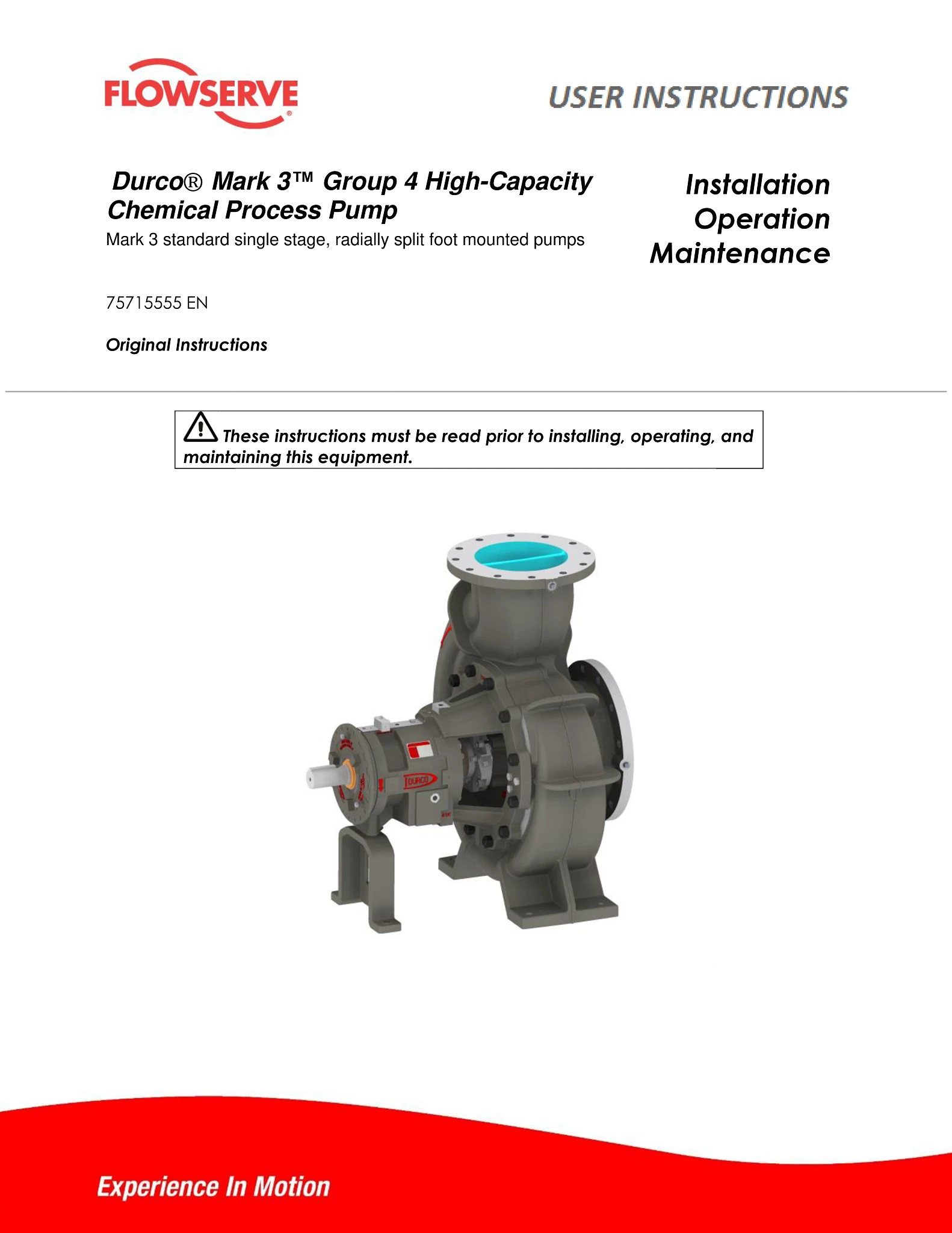 Durco® Mark3组4大容量化工流程泵IOM