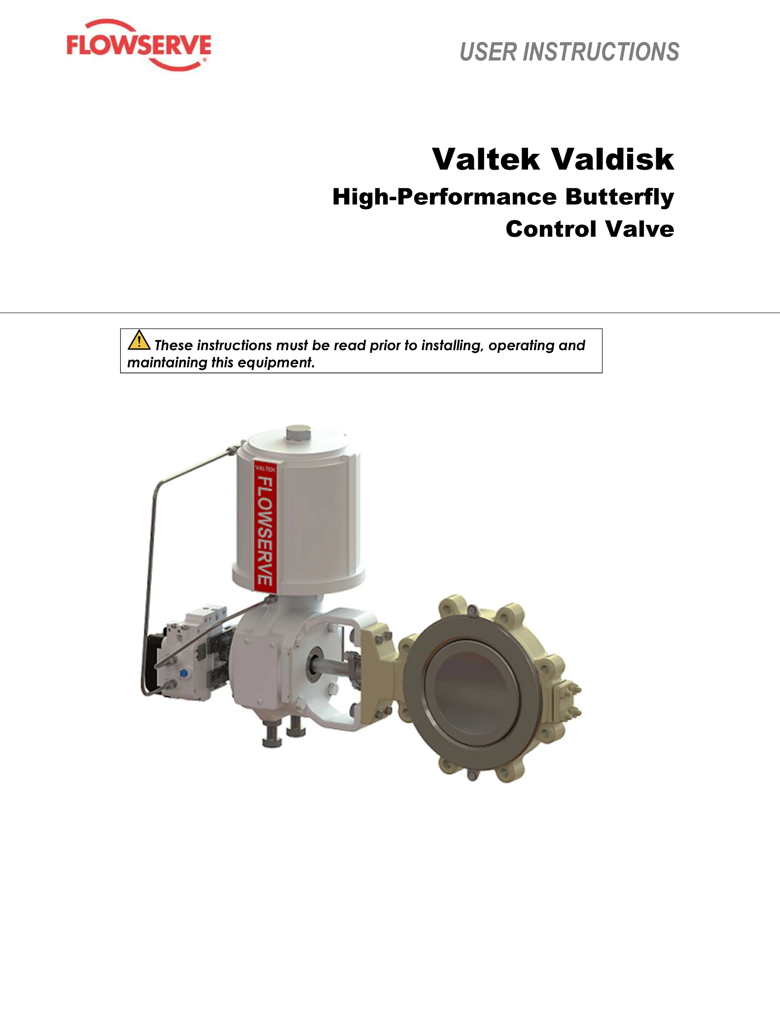 Valtek Valdisk高性能蝶形控制阀安装操作手册