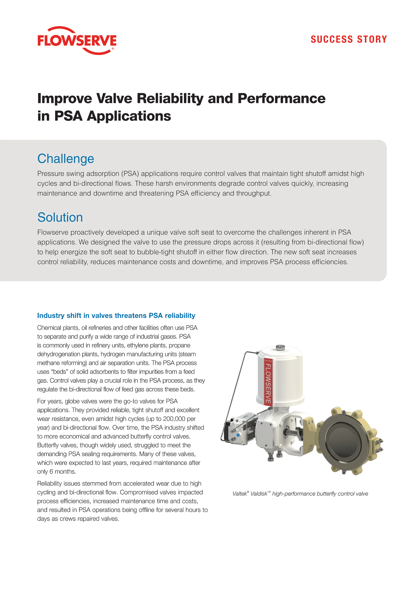 提高阀门在变压吸附 (PSA) 应用中的可靠性与性能