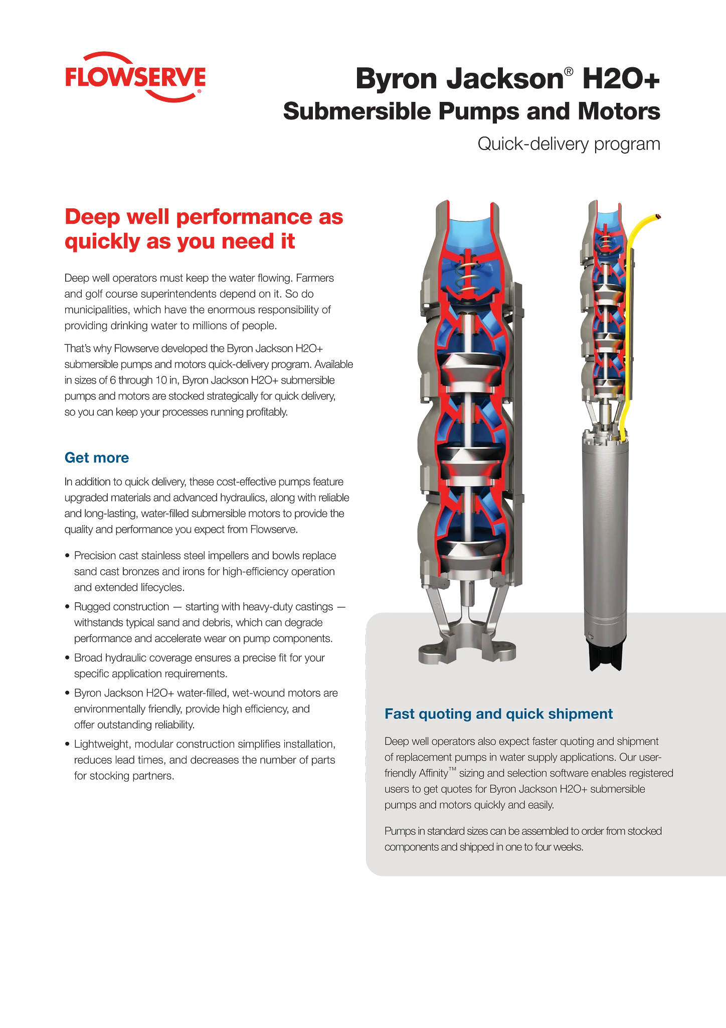 Flowserve Byron Jackson®H2O+潜水泵和电机宣传单